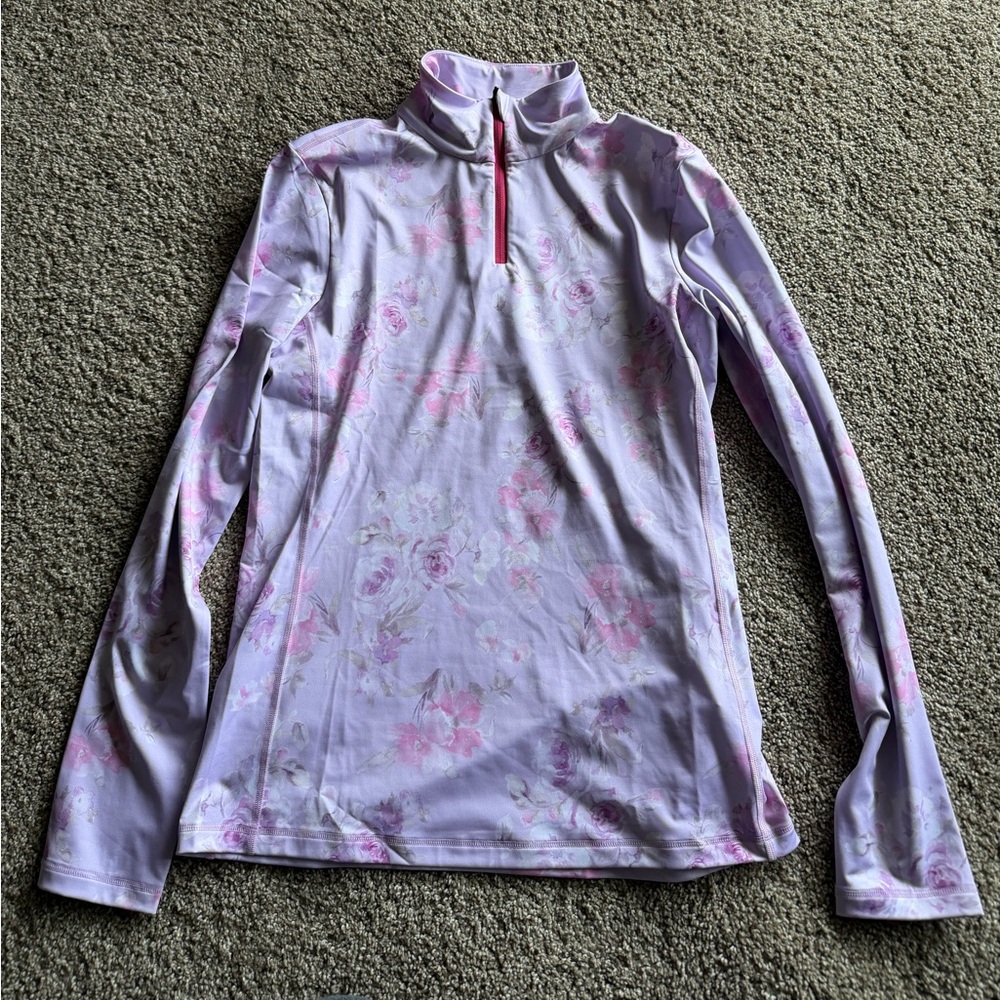 Bogner x LoveShackFancy Lilac Floral quarter zip Top